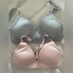 2 Danskin Training Bras Hook Closure Pink Gray Adjustable Spandex 32A